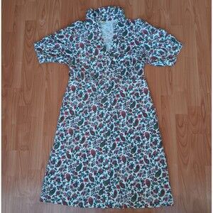 Boden Corinne Midi Tea Dress Size‎ 8L Floral Paisley Print Pockets Garden Boho